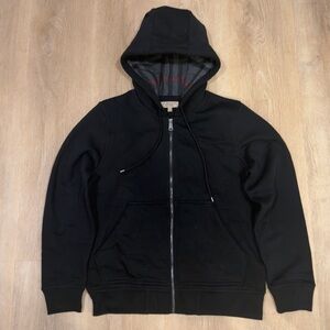 Burberry Black Zip-Up Hoodie with Signature Check Lining